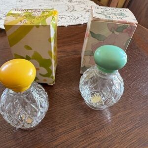 Vintage Avon Perfume Bottles with Yellow and Green Caps